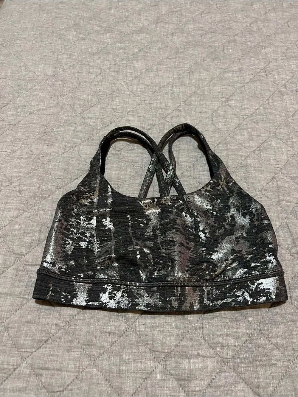 lululemon athletica Black Metallic-Accent Strappy Sports Bra